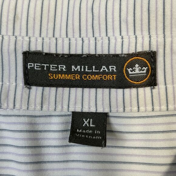 Peter Millar Summer Comfort Performance Polo Golf Shirt Mens XL White Striped - Picture 4 of 11